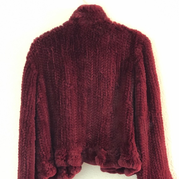 Trilogy Collection: Tibetan Rabbit Maroon Fur Coat - Picture 6 of 7
